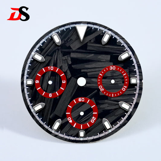 Carbon Fiber Dial Blue Lume for VK63 Movement 29.5mm Black Lume