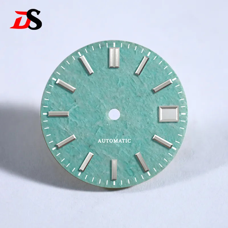 NH35 Dial Tianhe Jade 28.5mm White Tick Mark NH38 Movement Stone No Date Blue Lume/no Lume
