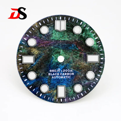 MM Index Lava Texture Carbon Fiber Dial Rich Color BWG9 C3 Lume for NH35 Movement No Date 28.5mm