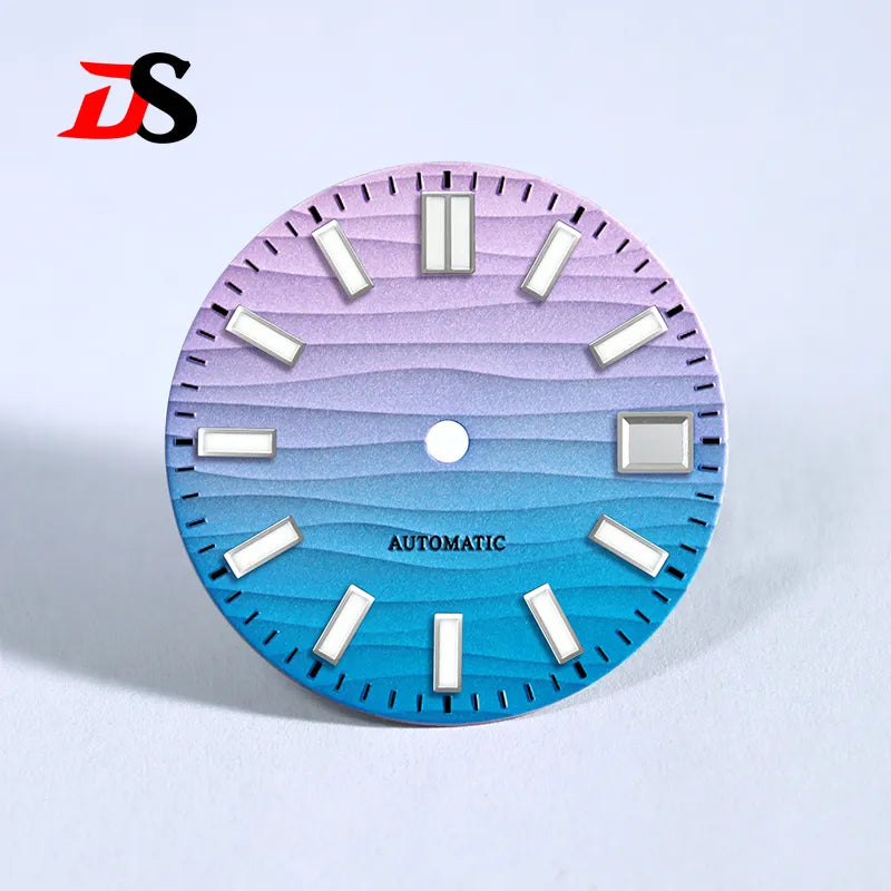 28.5mm Wave Dial 3 O'clock Date Blue Lume NH35 NH34 Movement