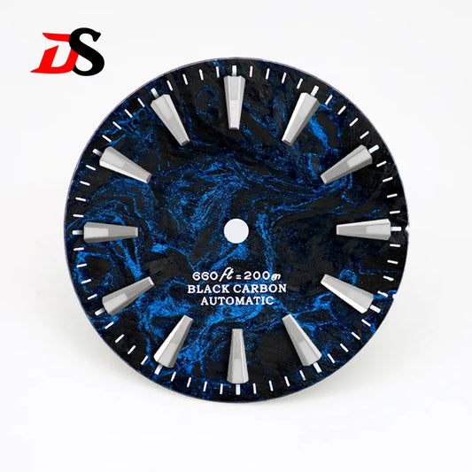 28.5mm Rich Color Lava Texture Carbon Fiber Dial BGW9 C3 Lume for NH35 Movement No date