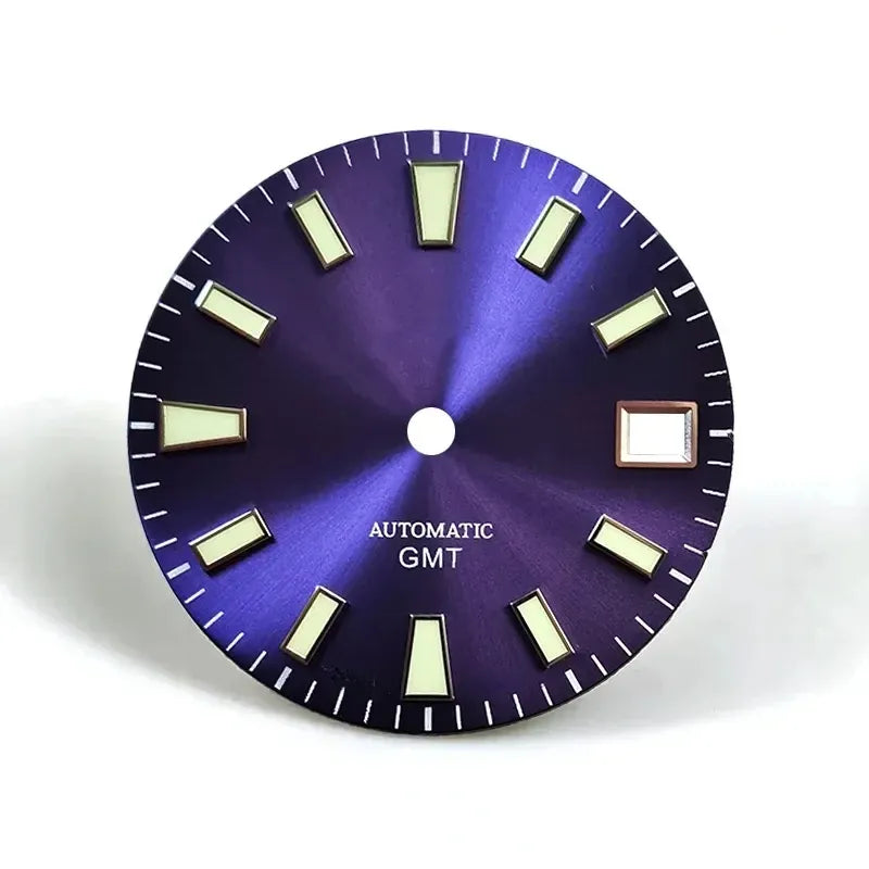 28.5mm Sunburst Dial Green Lume NH34GMT Movement  Modified Watch