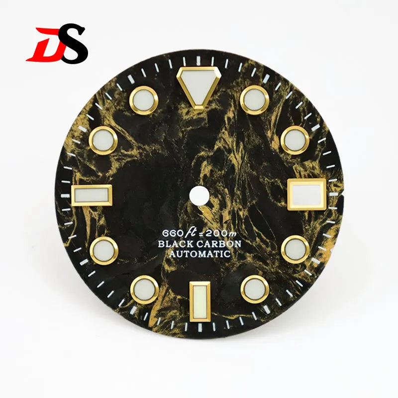 High Quality Rich Color Lava Carbon Fiber Dial Blue Lume 28.5MM Dial for NH35 Movement 3o'clock date