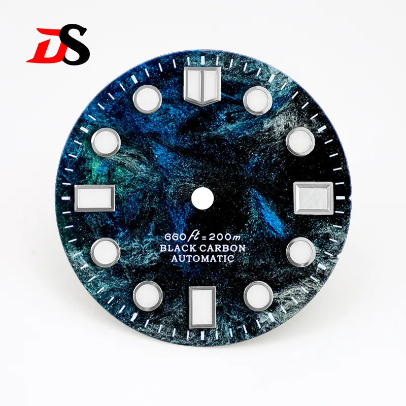 Rich Color Lava Texture Carbon Fiber Dial BGW9 C3 Lume for NH35 Movement 28.5mm Dial 3o'clock date