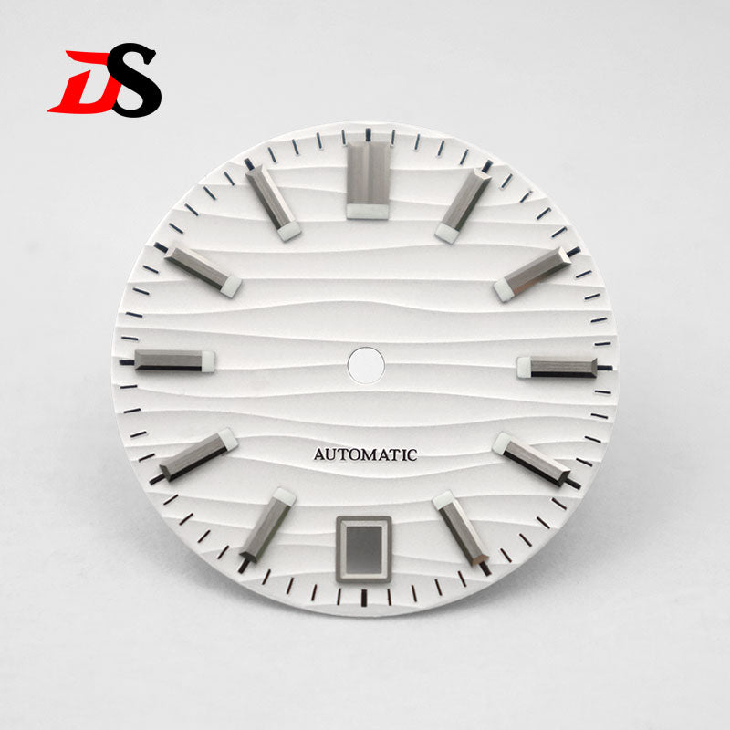 28.5mm Dial Wave Texture No Lume 6 O'clock Date Blue Lume NH35NH36