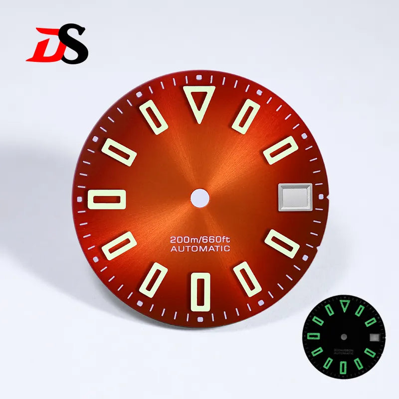 28.5mm Matte Dial Hollow Index Green Lume SKX007 for NH35 Movement