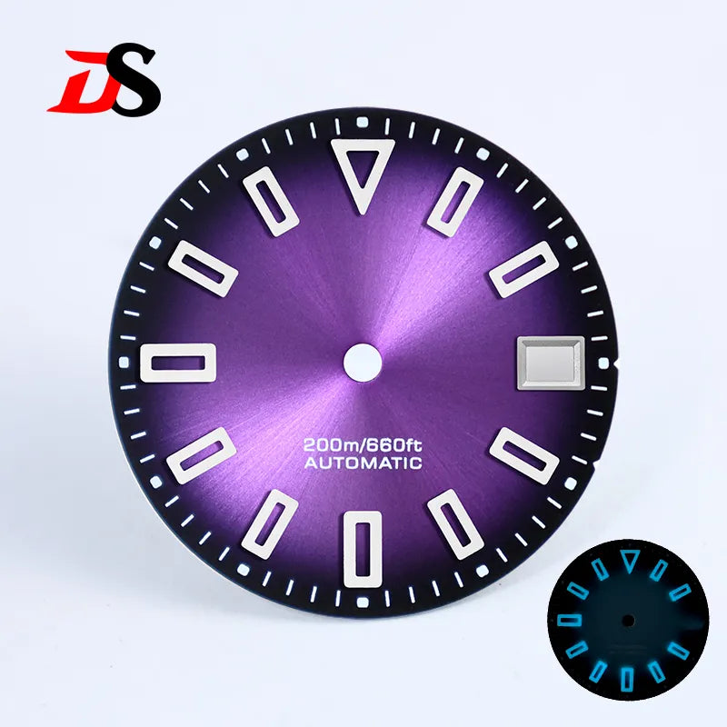 28.5mm Matte Dial Hollow Index BGW9 C3 Lume for NH35 Movement No Date SKX007