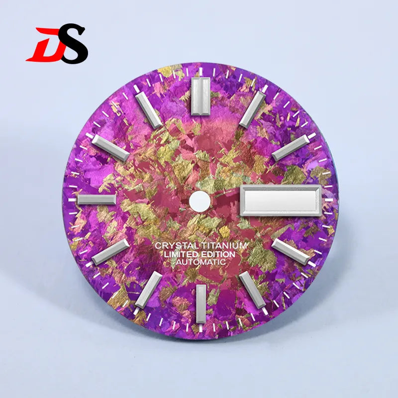 28.5mm Ice Crystal Titanium Dial No Lume for NH35 NH36 Movement Day Date