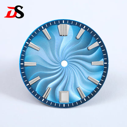 Guilloche 28.5mm  Dial GS MOD Silver Index No Lume Sterile NH35NH34NH38 Movement 3 O'clock /6O'clock /no Date