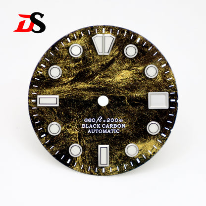 28.5mm Dial Rich Color LavaTexture Carbon Fiber Dial BGW9 Lume for NH35 Movement No Date/3o'clock Date