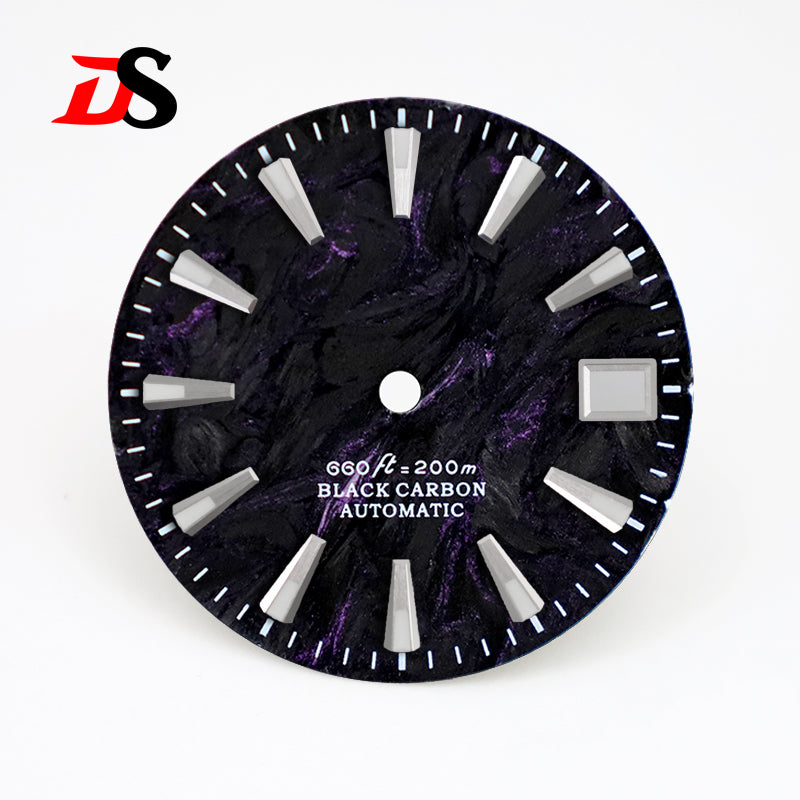28.5mm Dial Rich Color Lava Texture Carbon Fiber Dial BGW9 C3 Lume for NH35 Movement 3o'clock date