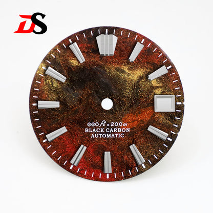 28.5MM Lava Carbon Fiber Dial No Lume Rich Color for NH35NH36 Movement No Date/3o'clock Date