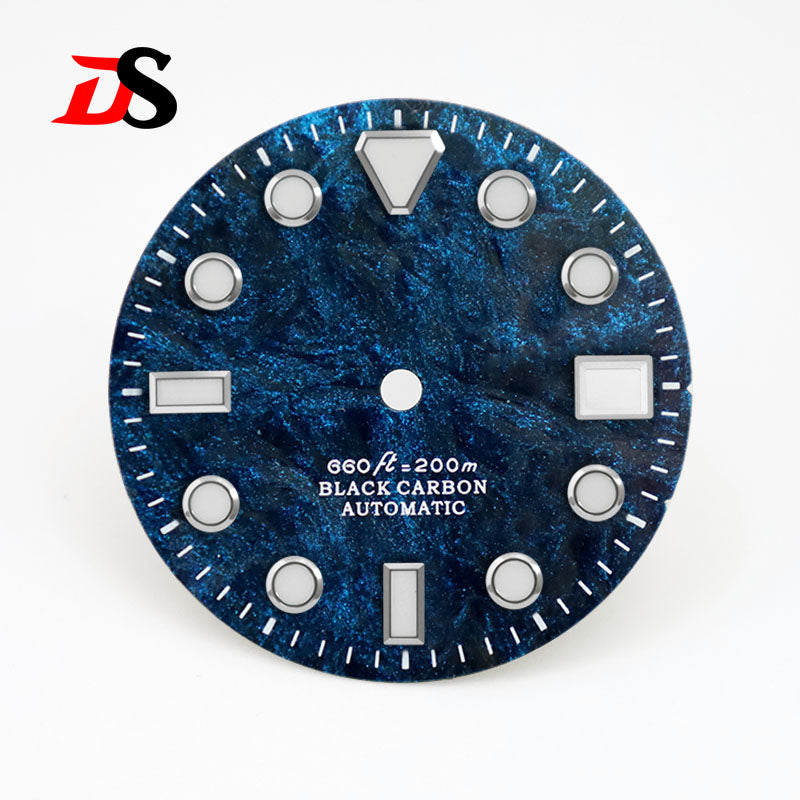 High Quality Rich Color Lava Carbon Fiber Dial Blue Lume 28.5MM Dial for NH35 Movement 3o'clock date