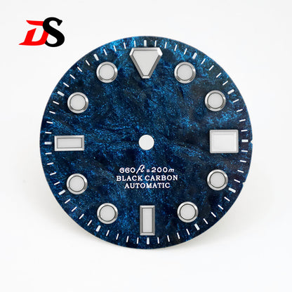 High Quality Rich Color Lava Carbon Fiber Dial Blue Lume 28.5MM Dial for NH35 Movement 3o'clock date