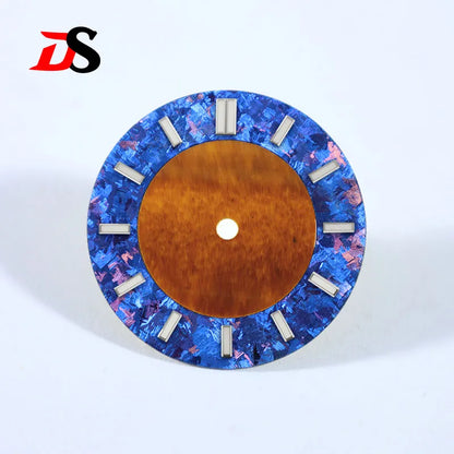 No Tick Mark Dial Blue Lume Lapis Lazuli Cryolite Dial Creative Stitching NH38 Movement No Date Tiger's Eye Blue Sand