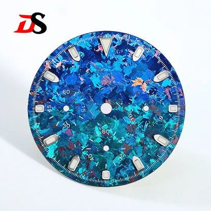 29.5mm Ice Crystal Titanium Dial Suitable for VK63 Movement Blue Lume Watch Accessories