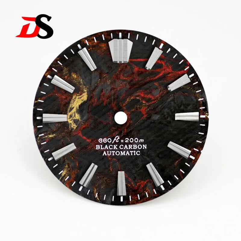 28.5MM Lava Carbon Fiber Dial No Lume Rich Color for NH35NH36 Movement No Date/3o'clock Date