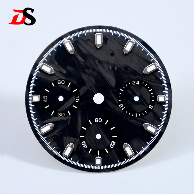 29.5mm Dial Carbon Fiber Dial Blue Lume for VK63 Movement Black Lume