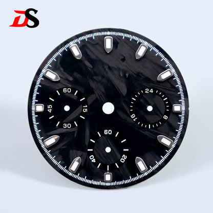 29.5mm Dial Carbon Fiber Dial Blue Lume for VK63 Movement Black Lume