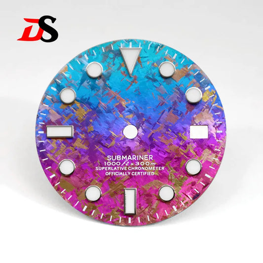 28.5mm Watch Dial SUB Crystal Titanium Texture NH35 Dial BGW9 C3 Lume ETA2824/ Movement