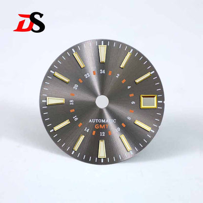 Sunburst 24-hour GMT Sun Pattern blue luminous Dial NH34 Movement 28.5mm