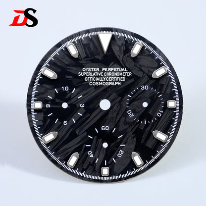 29.5mm Dial Carbon Fiber Blue Lume for VK63 Movement Black Lume