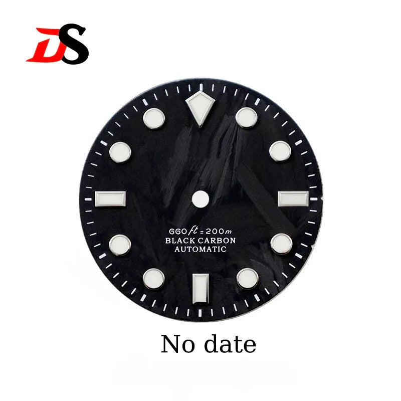 Black 28.5mm Carbon Fiber Dial No Date Series NH35 ETA2824 SW200 MIYOTA 9015 9039 Movement