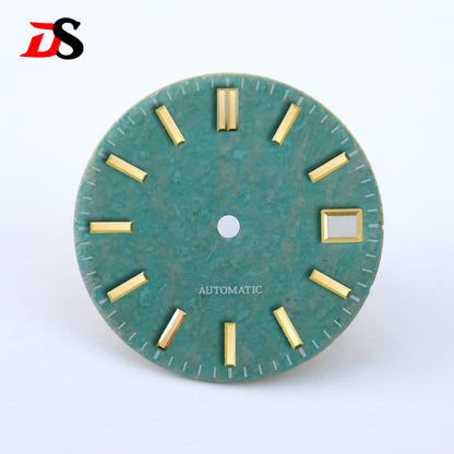 NH35 Dial Tianhe Jade 28.5mm White Tick Mark NH38 Movement Stone No Date Blue Lume/no Lume
