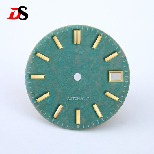 NH35 Dial Tianhe Jade 28.5mm White Tick Mark NH38 Movement Stone No Date Blue Lume/no Lume
