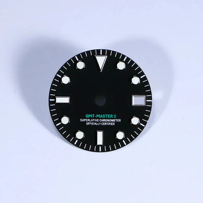 Matte Black Dial Blue Lume NH34 GMT Movement Mod 28.5mm
