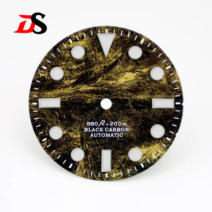 28.5mm dial No Date Rich Color Lava Dial YM Index Carbon Fiber Dial BGW9 C3 Lume for NH35 Movement