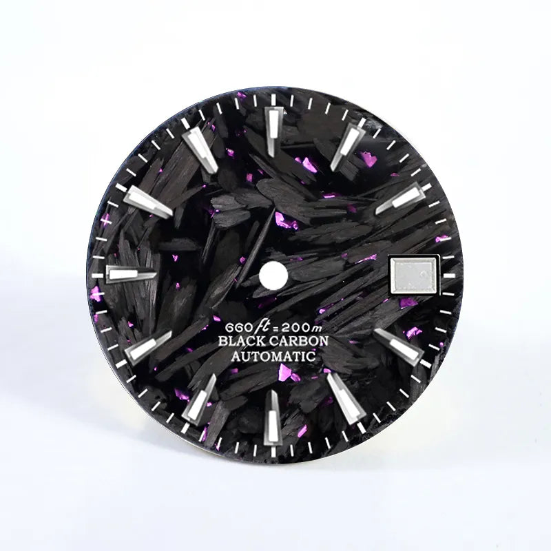 Broken Gold Carbon Dial BGW9 C3 Lume Gold Index Fit NH35 NH36 Movement  28.5mm