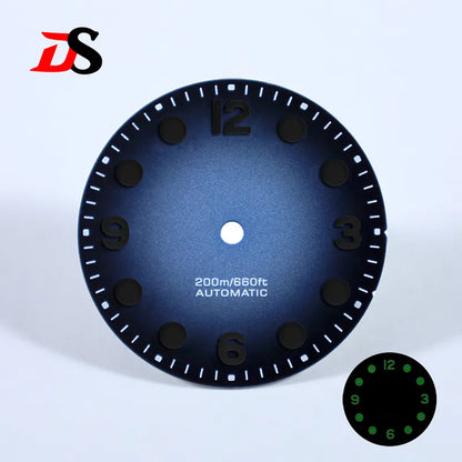 28.5mm Retro 369 Number Dial Gradient Matte Dial Black Lume for NH35NH38 Movement No Date Dial