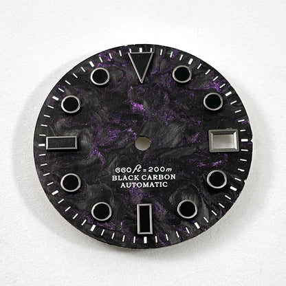 28.5MM Dial Rich Color Lava Carbon Fiber Dial Black Lume High Quality for NH35 Movement No date/3o'clock date