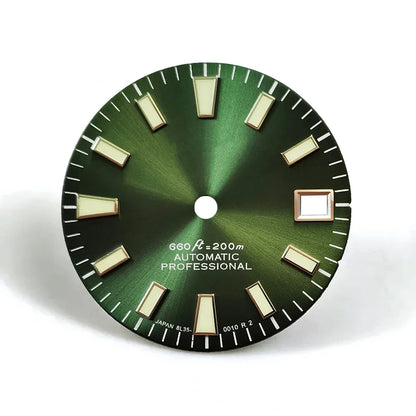 28.5mm Dial Sunburst Dial Green Lume Modified Watch NH35 Movement