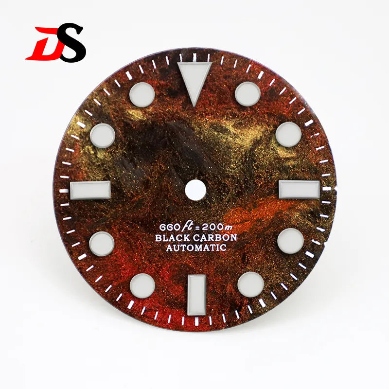 28.5mm dial No Date Rich Color Lava Dial YM Index Carbon Fiber Dial BGW9 C3 Lume for NH35 Movement