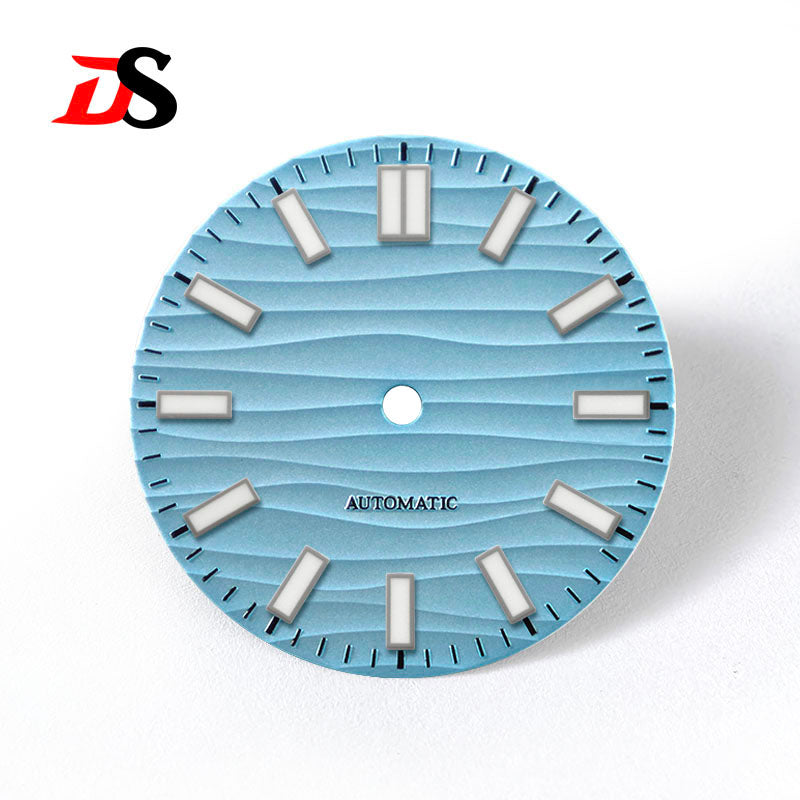 28.5mm Wave Dial Blue Lume for NH35 NH34 Movement No Date
