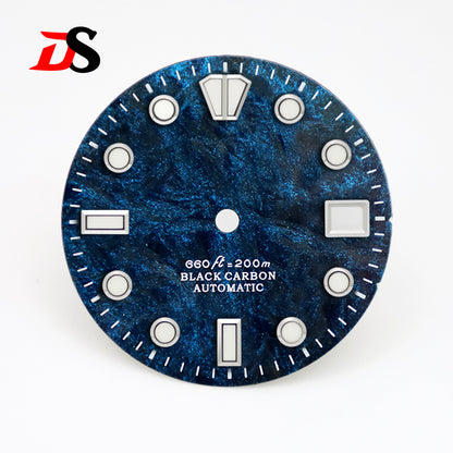 28.5mm Dial Rich Color LavaTexture Carbon Fiber Dial BGW9 Lume for NH35 Movement No Date/3o'clock Date