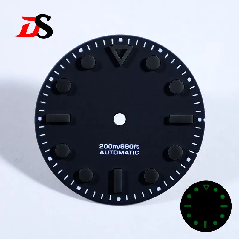 Hollow Index 28.5mm Matte Dial Dark Green Lume for NH35 Movement 3 O'clock Date/no Date