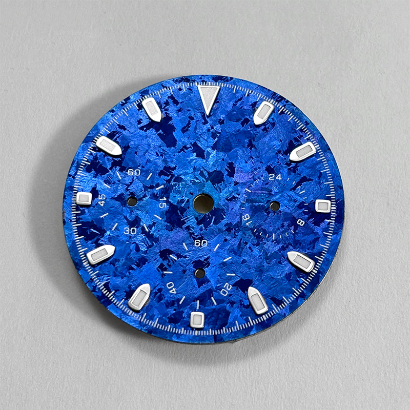 29.5mm Ice Crystal Titanium Dial Suitable for VK63 Movement Blue Lume Watch Accessories