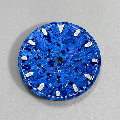 29.5mm Ice Crystal Titanium Dial Suitable for VK63 Movement Blue Lume Watch Accessories