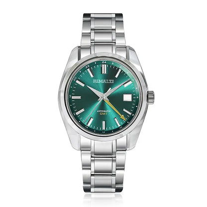 RIMALTI 40mm44gs Case Sapphire Crystal Sunburst Mechanical Men's Watch GMT NH34 Movement Is Suitable for 32.5mm Dial