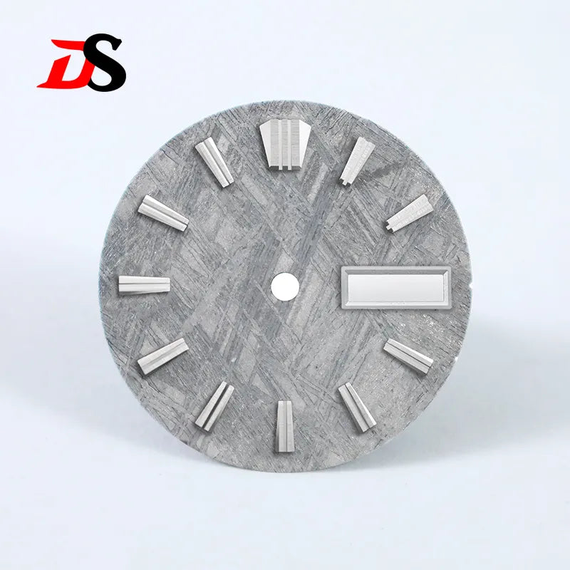 Natural 28.5mm Grey Meteorite Dial Day Date No Lume NH36 Movement No Tick Mark