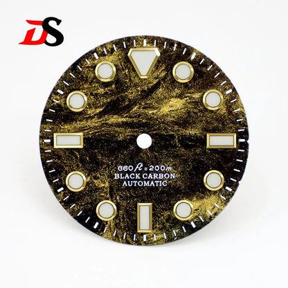 No Date Lava Texture Carbon Fiber Dial Rich Color Blue Lume for NH35 Movement 28.5mm