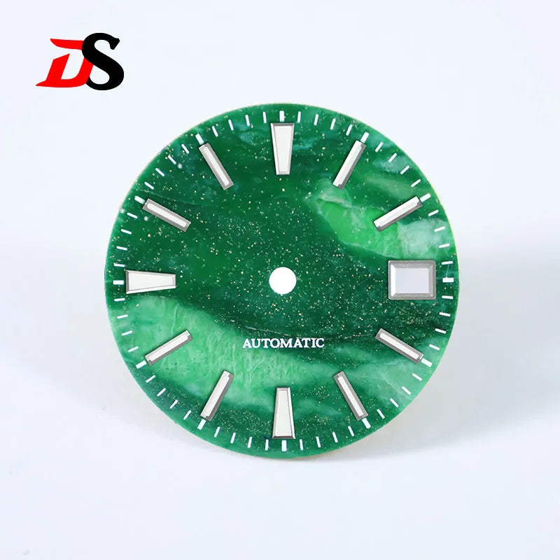 African Jade 28.5mm Dial No Lume NH38 Movement NO Date Blue Lume Stone Dial