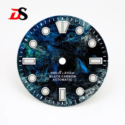 28.5mm Dial Rich Color LavaTexture Carbon Fiber Dial BGW9 Lume for NH35 Movement No Date/3o'clock Date