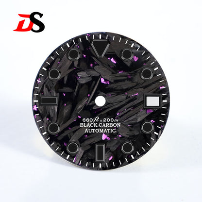 Black Lume New Carbon Fiber Dial Hypotenuse Index Fit NH35 Movement 28.5mm