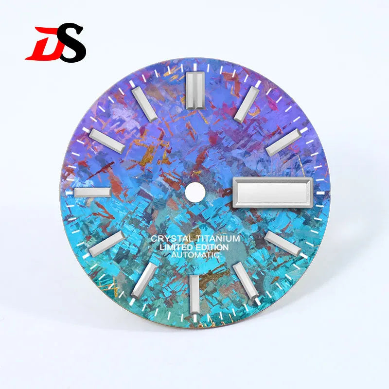 28.5mm Ice Crystal Titanium Dial No Lume for NH35 NH36 Movement Day Date