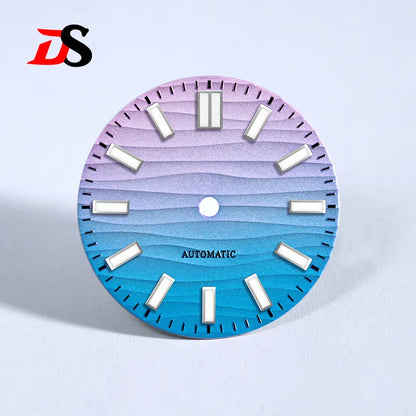 28.5mm Wave Dial Blue Lume for NH35 NH34 Movement No Date