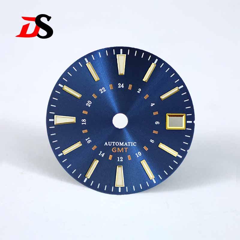 Sunburst 24-hour GMT Sun Pattern blue luminous Dial NH34 Movement 28.5mm